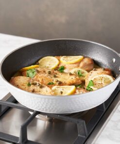 OrGREENiC Ceramic Pots and Pans for Cooking - 6 Piece Cookware Set with Glass Lids, White Hammered Design, Elegant, Lightweight & Durable Non Stick Pans for All Stove Top Designs, Oven Use up to 500°F 6 Piece Set with Lids 7 81dayS62OTL