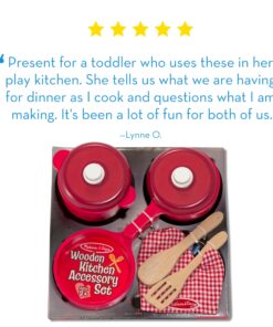 Melissa & Doug Deluxe Wooden Kitchen Accessory Set - Pots & Pans (8 pcs) , Green , H: 12 x W: 12 x D: 5 18 81ddTQwq81L 2