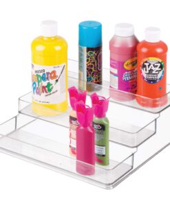 iDesign Linus Plastic Stadium Spice Racks, BPA-Free 3-Tiered Organizer for Kitchen, Pantry, Bathroom, Vanity, Office, Craft Room Storage Organization, 10.25" x 9.25" x 4", Clear Large - Set of 1 10.25" x 9.25" x 4" 28 81ddvQgUQgL