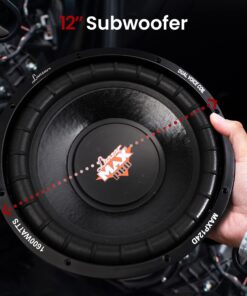 Alternative view of Lanzar 12in Car Subwoofer Speaker - Black Non-Pressed Paper Cone, Stamped Steel Basket, Dual 4 Ohm Impedance, 1600 Watt Power and Foam Edge Suspension for Vehicle Audio Stereo Sound System - MAXP124D