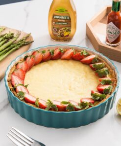 Wisenvoy Pie Pan Tart Pan Quiche Ceramic Pie Dish Pie Plate Tart Pans 9 inch Tart Pan Deep Dish Pie Pan Quiche Pan Turquoise 7 81deA9vt8IS