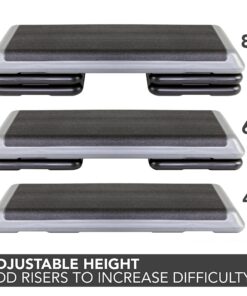 The Step Original Aerobic Platform, Health Club Size Steppers for Exercise with risers for adjustable Home Workout, stair stepper for exercise and home gym 4 Risers Grey 36 81df5ZborsL