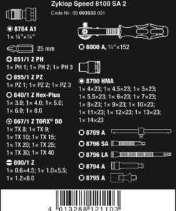 Wera 8100 SA 2 Zyklop 1/4" Metric Ratchet Set, 42-Pieces 57 81dhALe5SsL