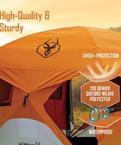 Gazelle Tents T4 Hub Tent, Easy 90 Second Set-Up, UV Resistant, Removable Floor, 4-Person, Orange, 78"x 94" x 94" 22272 T4 Orange/Grey 41 81diMHxYtL