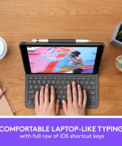 Logitech iPad (7th, 8th and 9th generation) Keyboard Case | Slim Folio with integrated wireless keyboard (Graphite), 7.3" x 10.1" x 0.9" Tablet Keyboard 14 81dkZBNKsOL
