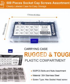 Comdox 500Pcs M3 M4 M5 Stainless Steel Button Head Hex Socket Head Cap Bolts Screws Nuts Assortment Kit (Cheese Head) Cheese Head 13 81dlcenI7VS