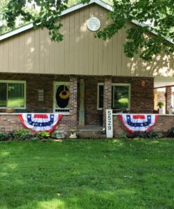 Anley USA Pleated Fan Flag, 3x6 Feet American US Bunting Flags Patriotic Stars & Stripes - Sharp Color and Fade Resistant - Canvas Header and Brass Grommets - United States 3 x 6 Feet Half Fan Banner 3x6 Ft 1pc 24 81dloNZDTXL
