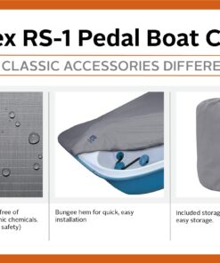 Classic Accessories Lunex Grey RS-1 Pedal Boat Cover, Fits Pedal Boats 112.5" L x 65" W, Marine Grade Fabric, Water-Resistant, Fits V-Hull Runabouts OutBoards and I/O, Trailerable 11 81dlpz1l6DL