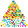KIDDY DOUGH 40 Pack of Birthday Party Favors Bulk Dough & Clay Pack - Includes Molded Animal Shaped Lids + 40 Shapes & Numbers Dough Tools - Holiday Edition - (1oz Tubs - 40oz Total), Multi Color 46 81dm3zuDixL 1