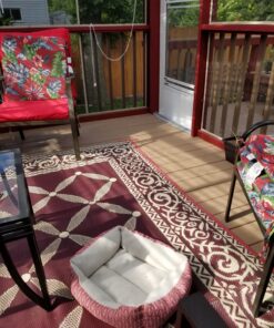 Stylish Camping 119125 9-feet by 12-feet Reversible Mat, Plastic Straw Rug, Large Floor Mat for Outdoors, RV, Patio, Backyard, Picnic, Beach, Camping (Burgundy/Beige) 9x12 Burgundy/Beige 24 81dnbF44AL