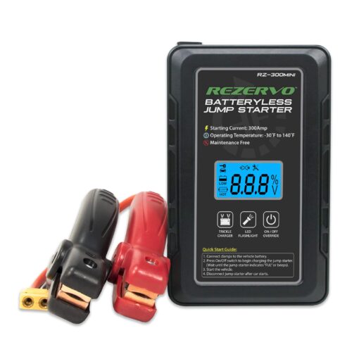 Rezervo Batteryless Jump Starter - Jumpstarts Vehicles Using Ultracapacitor Technology for Cars, Trucks, Boats, RVs, ATVs, and other Gas Engines (RZ-300mini (300A)) RZ-300mini (300A)