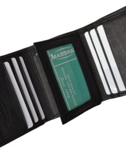 Mens Black Leather Wallet Lamb Classic Trifold by Marshal 8 81druP724cL