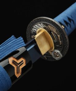 Auway Handmade Katana Samurai Sword Blue/Black/Red Baked Finish Blade with Wooden Scabbard 15 81drxkslNHL