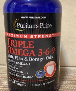 Puritan's Pride Triple Omega 3-6-9 Fish, Flax and Borage, supports healthy joints Yellow 240 Count (Pack of 1) 44 81dtwQGietL