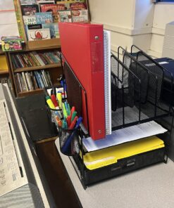 Marbrasse Desk Organiser Drawer, 4-Tier Mesh Desk File Organiser,5 Vertical File Holders and 2 Pen Holders, Multifunction Desktop Organizer,Desk Organizers and Accessories for Home Office Mesh Vertical File Folder - 01 33 81dwRQBFMEL