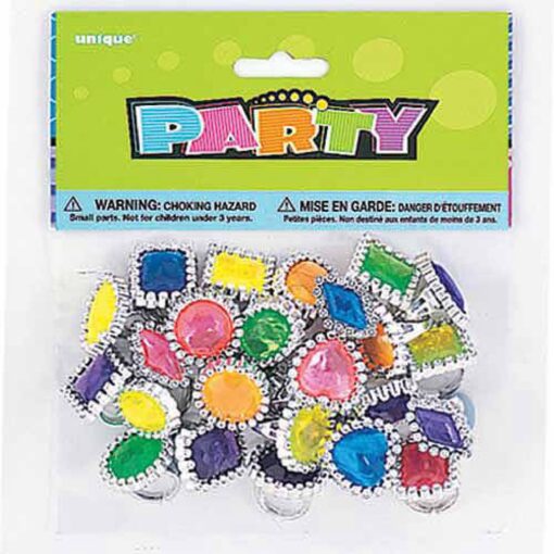 Plastic Gem Ring Party Favors, Assorted 24ct Rings