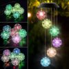 AceList Color Changing Solar Power Wind Chime Crystal Ball Wind Chime Wind Mobile Portable Waterproof Outdoor Windchime Light for Patio Yard Garden Home B-crystal Color Ball