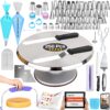 RFAQK 250 PCs Aluminum Cake Decorating Tools Kit with 12" Metal Turntable & Knife set-48 Numbered Icing Tips-3 Russian Piping Nozzles-Straight & Angled Spatula-Cake Leveler& Baking Supplies Tools 14 81dxU1X6KL