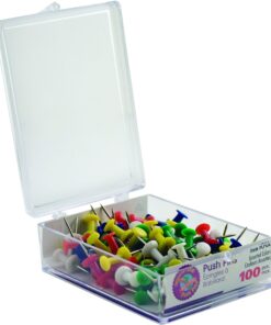 ADVANTUS Plastic Head Push Pins, Steel Point, Box of 100, Assorted Colors (CPOA)