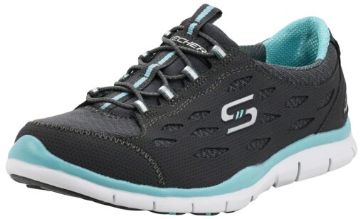 Skechers Sport Women's Gratis Bungee Fashion Sneaker 6 Charcoal/Aqua