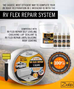 Ziollo RV Flex Repair Tape - Roof Seam Tape to Seal and Waterproof, Bond to EPDM Rubber with Butyl Sealant, Seal Vents and Skylights on Motorhomes, Trailers, Campers (White, 4-inch x 50 Foot Roll) 4" x 50' Tape 15 81dz1EWEeAL