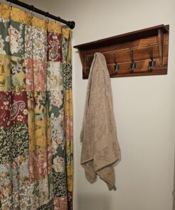 Rustic Wall Mounted Coat Rack Shelf - Brown Wooden Country Style 24" Entryway Shelf with 5 Rustic Hooks - Solid Pine Wood. Perfect touch for your Entryway, Mudroom, Kitchen, Bathroom and More (Brown) 1- Rustic Brown 28 81e Xze5EnL