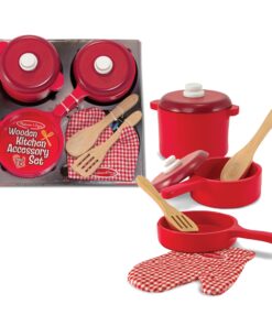 Melissa & Doug Deluxe Wooden Kitchen Accessory Set - Pots & Pans (8 pcs) , Green , H: 12 x W: 12 x D: 5 20 81e uvA3K3L 2