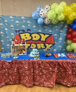 Alternative view of Fun Express Red Bandana Print Plastic Table Skirt - Party Supplies - 1 Piece