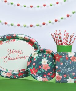 American Greetings 36-Count 13.5 in. Paper Dinner Plates, Winter Floral Christmas Party Supplies Christmas Platter 10 81e18DSd pL