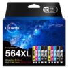 Uniwork Compatible Ink Cartridge Replacement for HP 564 564XL Replacement for Photosmart 6520 5520 4620 5510 C410a 6525 5514 OfficeJet 7510 4620 DeskJet 3522 Printer Tray (4BK/2C/2M/2Y) 10 Pack