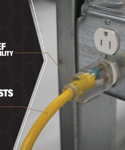 Southwire 2588SW0002 Outdoor Cord-12/3 SJTW Heavy Duty 3 Prong Extension Cord-for Commercial Use (50'; Yellow); 50 Feet 50 ft 24 81e2fKOEF0L