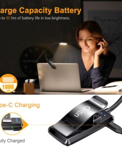 Gritin 9 LED Rechargeable Book Light for Reading in Bed - Eye Caring 3 Color Temperatures,Stepless Dimming Brightness,80 Hrs Runtime Small Lightweight Clip On Book Reading Light for Kids,Studying Black 28 81e4WxSDj0L
