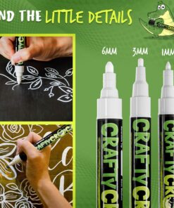 White Liquid Chalk Markers for Blackboard - Also Perfect Glass Window Markers for Cars, Shops or Home or Dry Erase Boards - Five Chalk Marker Pen Set, Fine & Jumbo Size Pens 1mm, 3mm, 6mm, 10mm, 15mm 5 Pack White Multi-size (1mm to 15mm) 16 81e4x53oH1L