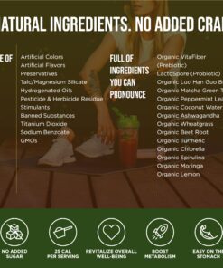 Organic Muscle Superfood Greens Powder Drink Mix - Organic Super Green Detox Supplement for Gut & Digestive Health with Spirulina, Chlorella, Probiotic & Prebiotic - Vegan & Non-GMO, 30 Servings Citrus Sunrise Greens X-Large (Pack of 1) 24 81e7XvM04kL 1