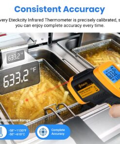 Etekcity Infrared Thermometer Temperature Gun for Cooking, -58°F to 1130°F, Digital Heat Gun for Meat Pizza Oven, Laser Tool for Indoor Outdoor Pool, Cooking, Candy, Griddle Hvac, Yellow 30 81e7jrfHZVL