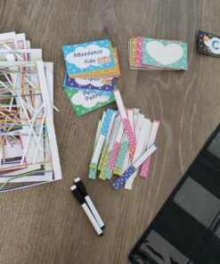 REGELETO Class Jobs Pocket Chart with 70 Colorful Dry Erase Cards and 3 Hooks,Class Management Educational Pocket Chart Teacher's Helper Size: 24.5”x21.8”inch Bulletin Board for Classroom (Black) 16-Pockets 38 81e8Blq0mCL