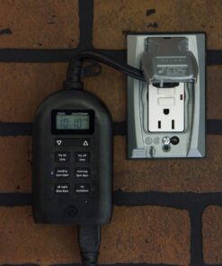 myTouchSmart Indoor and Outdoor Digital Timer, Plug-In, Two Grounded Outlets, Weather Resistant, Presets/ Custom Countdown, Ideal for String Lights, Christmas Lights, 26898 Digital 2 Grounded Outlet 1 Pack Black 20 81e9qRJ16DL