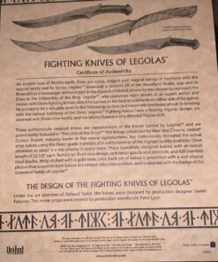 UNITED CUTLERY Lord of the Rings Fighting Knives of Legolas Greenleaf – Officially Licensed, Sharp Stainless Steel Blades, Metal Guard and Pommel – Detailed Replicas for LOTR Fans - 22 3/8” Overall 25 81eAOq5E6NL