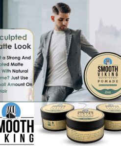 Hair Pomade for Men | Smooth Viking Pomade for Men Medium Hold & High Shine (2 Ounces) - Water Based Mens Hair Pomade for Straight, Thick and Curly Hair 14 81eAu8Lo3uL