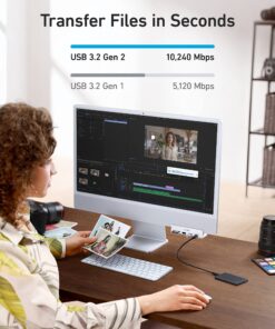 Anker 535 USB C Hub (5-in-1), with 2 USB-A 10 Gbps Data Ports, USB-C 10 Gbps Port, SD and microSD Card Reader, for iMac Pro / iMac 24 inch 2021 / iMac 27 inch / 21.5 inch 13 81eCNG8meVL