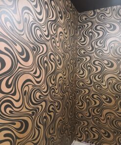 Q QIHANG Modern Abstract Curve 3D Wallpaper Roll Mural Papel De Parede Flocking for Striped Black Brown Color Unpasted Living Room Wall Paper 0.7m x 8.4m=5.88㎡ 41 81eCOAtTxmL