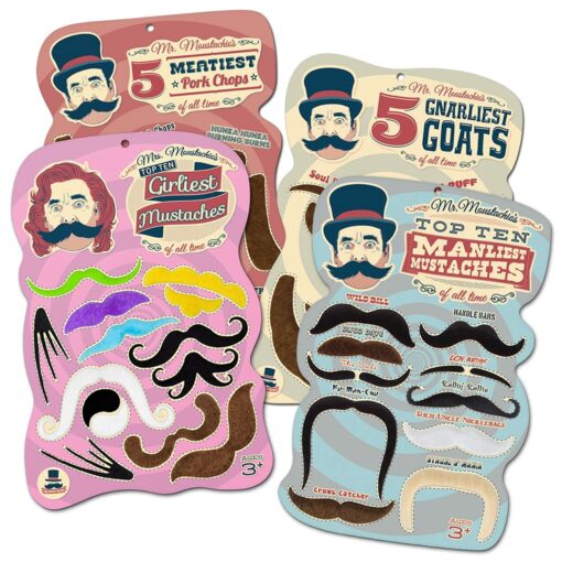 Mr. Moustachio's Facial Hair Four Pack: Top Ten Manliest, Girliest, Gnarliest, and Meatiest Facial Hair, Beard, and Mustache Assortment!