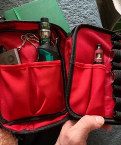 Empty Multi-Functional Carrying case with Non Slip Elastic Bands for Storing RDA RTA Tank and Mod Batteries and Coil Tools and Liquid Bottles(Red) Red 23 81eFcCXPYcL