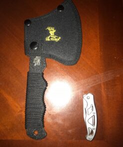 Elk Ridge - Outdoors Axe - 8-in Overall, 4-in Black Stainless Steel Axe Blade, Full Tang Construction, Black Cord Wrapped Handle, Nylon Sheath - ER-272, One Size 6 81eFpiMTHpL