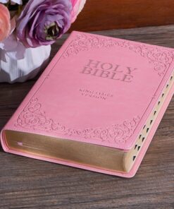 KJV Holy Bible, Giant Print Full-size Faux Leather Red Letter Edition - Thumb Index & Ribbon Marker, King James Version, Pink Leather Bound 42 81eGFQLmUxL