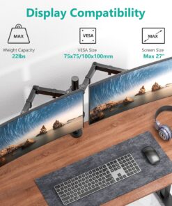 Alternative view of WALI Dual LCD Monitor Fully Adjustable Desk Mount Stand Fits Two Screens up to 27 inch, 22 lbs. Weight Capacity per Arm (M002), Black