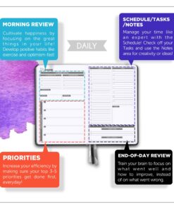 Panda Planner Undated Daily Planner - 90 Day Organization - Goals, Gratitude & Focus - Bonus Weekly & Monthly Agenda - Black - Hardcover Classic 37 81eI6le4hoL