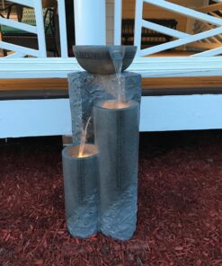Bowl and Pillar Zen Modern Outdoor Floor Water Fountain 34 1/2" High with LED Light Cascading for Garden Patio Backyard Deck Home Lawn Porch House Relaxation Exterior Balcony - John Timberland 31 81eJ3tmAj1L