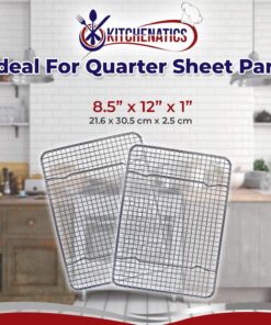 KITCHENATICS Small Quarter Sheet Cooling Rack for Cooking and Baking, Oven-Safe Stainless Steel Wire Rack, Baking Rack for Oven Cooking, Heavy Duty Cookie Cooling Rack fits Quarter Sheet Pan - 8.5x12 8.5" x 12" Quarter Sheet (SMALL) - 1 PC 29 81eJhtadF9L