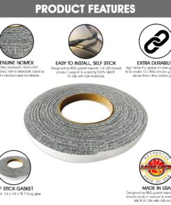 LavaLock 12 Grey High Performance BBQ Gaskets Smoker Seals - Self Stick 1/2 x 1/8 x 15 ft Long Hi -Temp 32 81eKhkXTRCL
